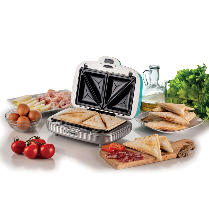 Piastra Elettrica Multifunzione - 700W - 3 Piastre Intercambiabili - Azzurro