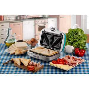 Piastra Elettrica Multifunzione - 700W - 3 Piastre Intercambiabili - Azzurro