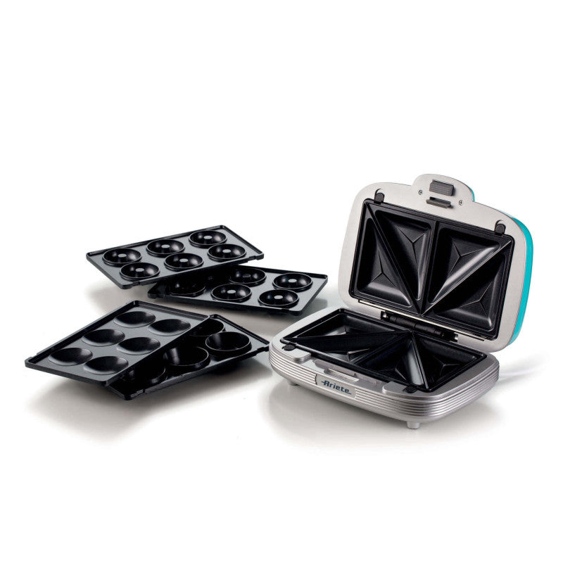 Piastra Elettrica Multifunzione - 700W - 3 Piastre Intercambiabili - Azzurro