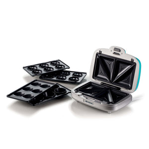 Piastra Elettrica Multifunzione - 700W - 3 Piastre Intercambiabili - Azzurro