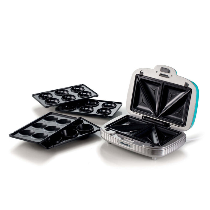 Piastra Elettrica Multifunzione - 700W - 3 Piastre Intercambiabili - Azzurro