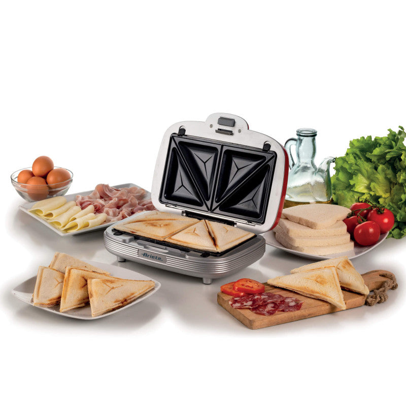 Piastra Elettrica Multifunzione - 700W - 3 Piastre Intercambiabili - Rosso