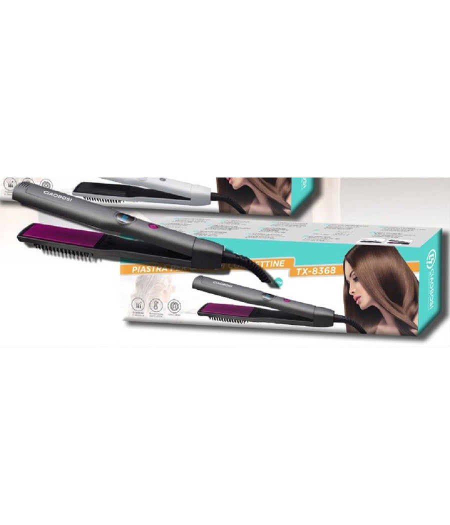 Piastra Elettrica Per Capelli Lisci Mossi Ondulati Con Pettine 60 W Ptc Tx-8368         