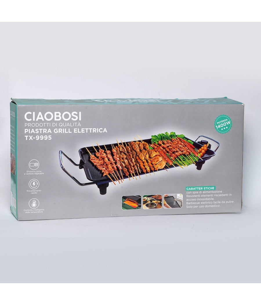 Piastra Griglia Elettrica Potenza 1400w Cucina Con 2 Piastre Di Cottura Tx-9995         