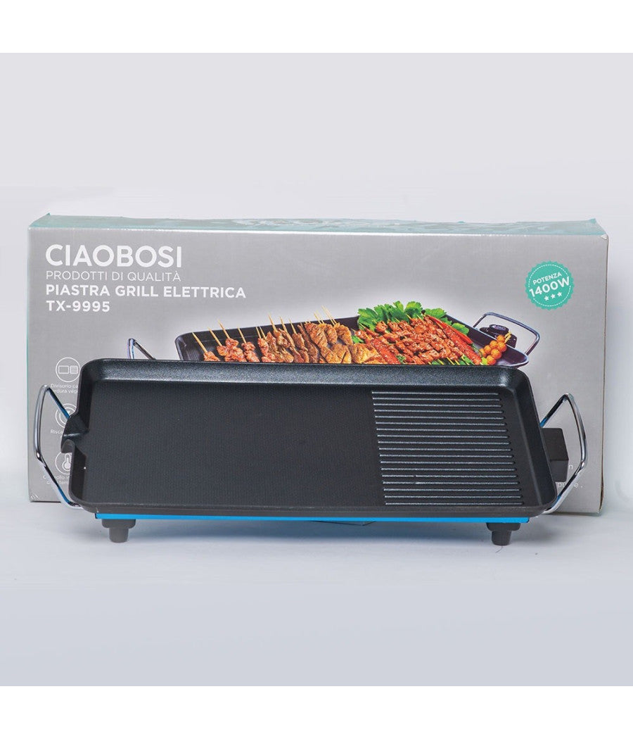 Piastra Griglia Elettrica Potenza 1400w Cucina Con 2 Piastre Di Cottura Tx-9995         