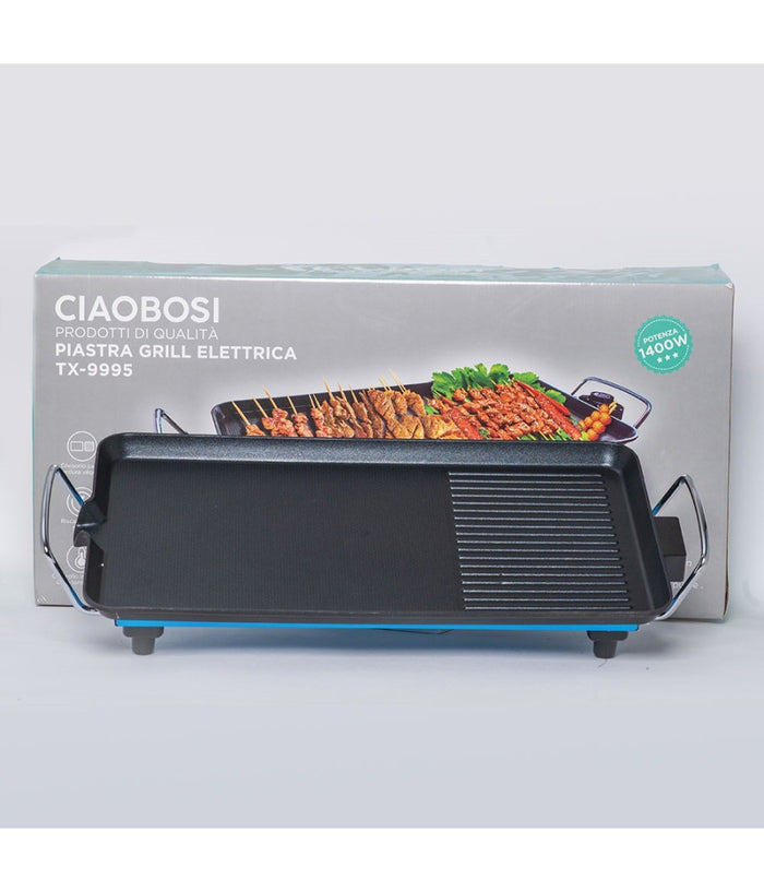 Piastra Griglia Elettrica Potenza 1400w Cucina Con 2 Piastre Di Cottura Tx-9995         