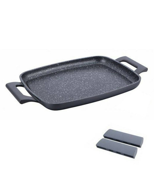 Piastra Grill In Pietra 47 Cm Induzione Antiaderente Cucina Carne Barbecue Bbq         