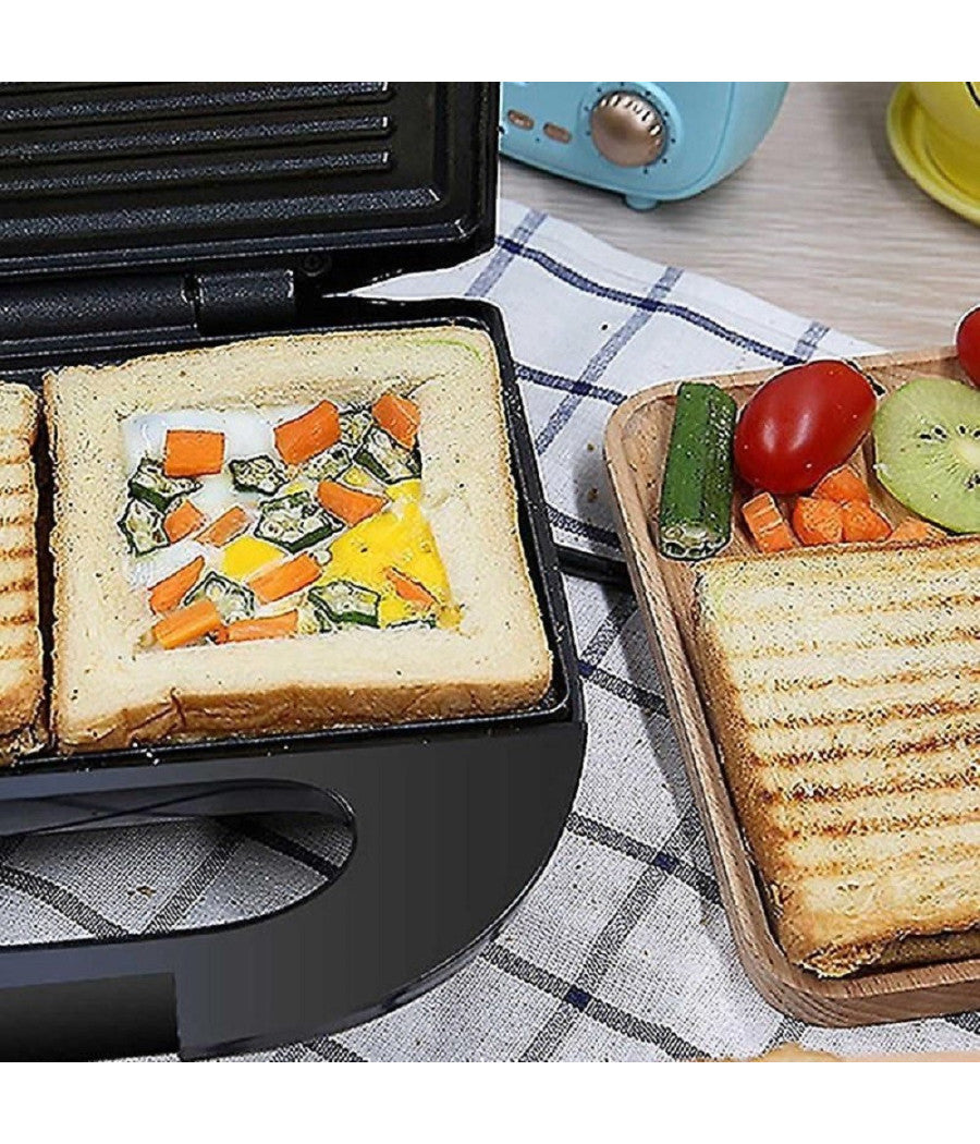Piastra Panini Toast Bistecchiera Tostapane Griglia Grill Sandwich 750w Q-hb001         