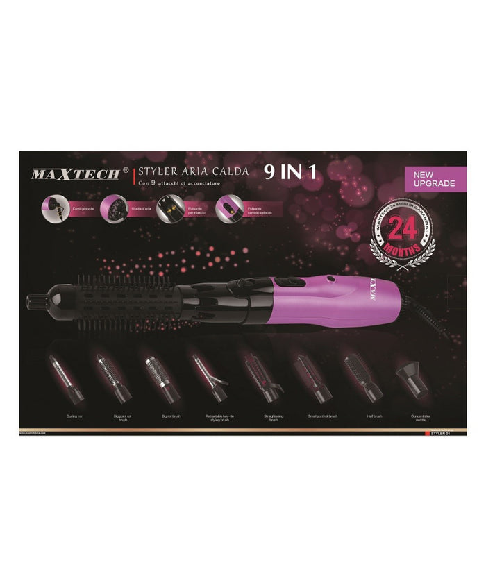 Piastra Per Capelli 9in1 Spazzola Cavo Girevole Acconciatura Maxtech Styler-01         