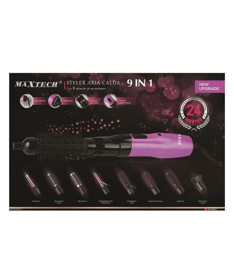 Piastra Per Capelli 9in1 Spazzola Cavo Girevole Acconciatura Maxtech Styler-01         
