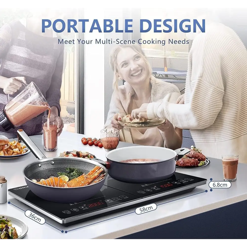 Piastra riscaldante a induzione piano cottura a 2 fuochi