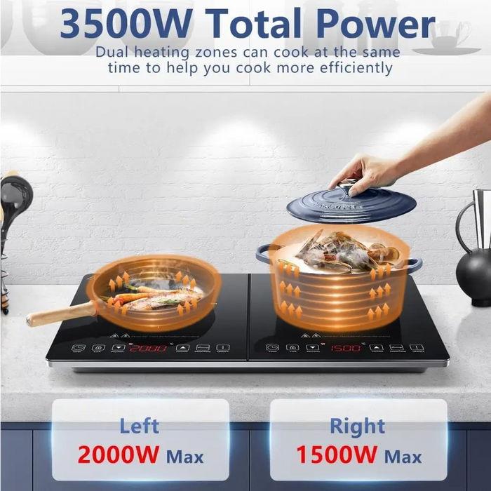 Piastra riscaldante a induzione piano cottura a 2 fuochi