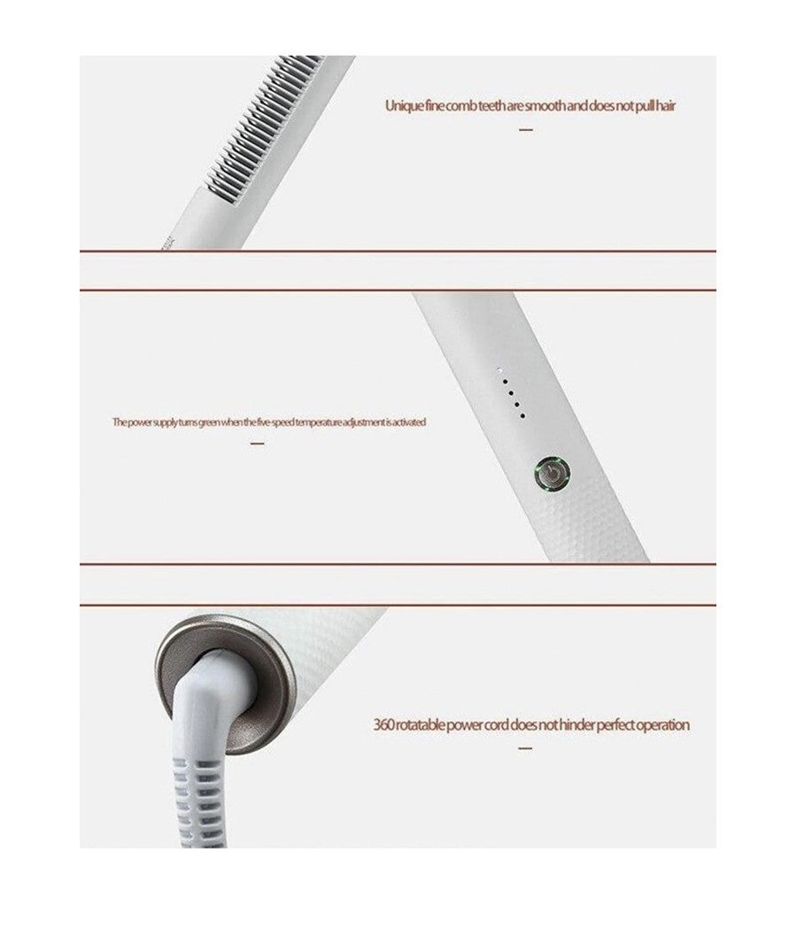 Piastra Spazzola Con Rivestimento Ceramica Pettine Capelli Professionale V-586         