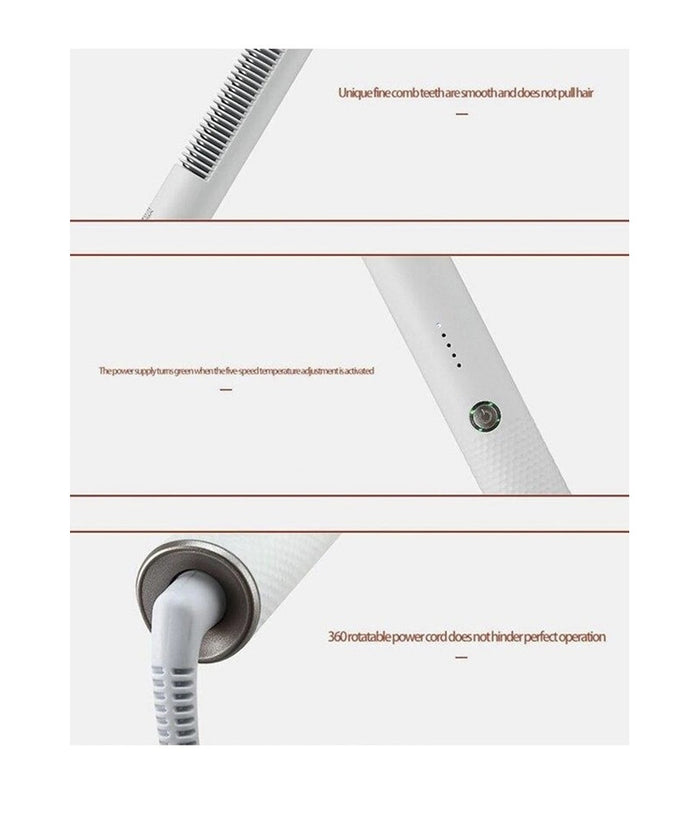 Piastra Spazzola Con Rivestimento Ceramica Pettine Capelli Professionale V-586         