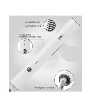 Piastra Spazzola Con Rivestimento Ceramica Pettine Capelli Professionale V-586         