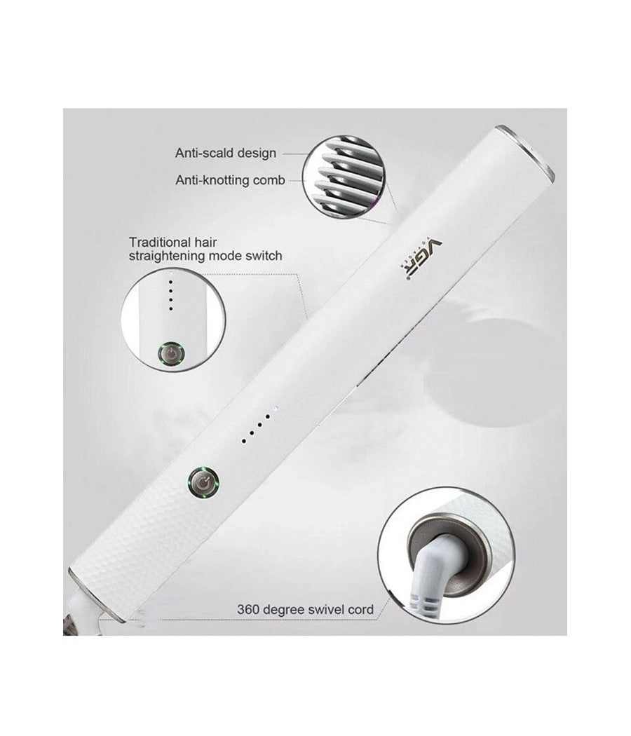 Piastra Spazzola Con Rivestimento Ceramica Pettine Capelli Professionale V-586         