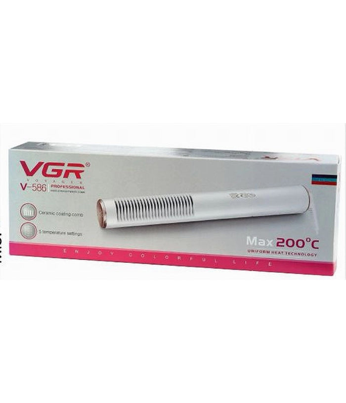 Piastra Spazzola Con Rivestimento Ceramica Pettine Capelli Professionale V-586         