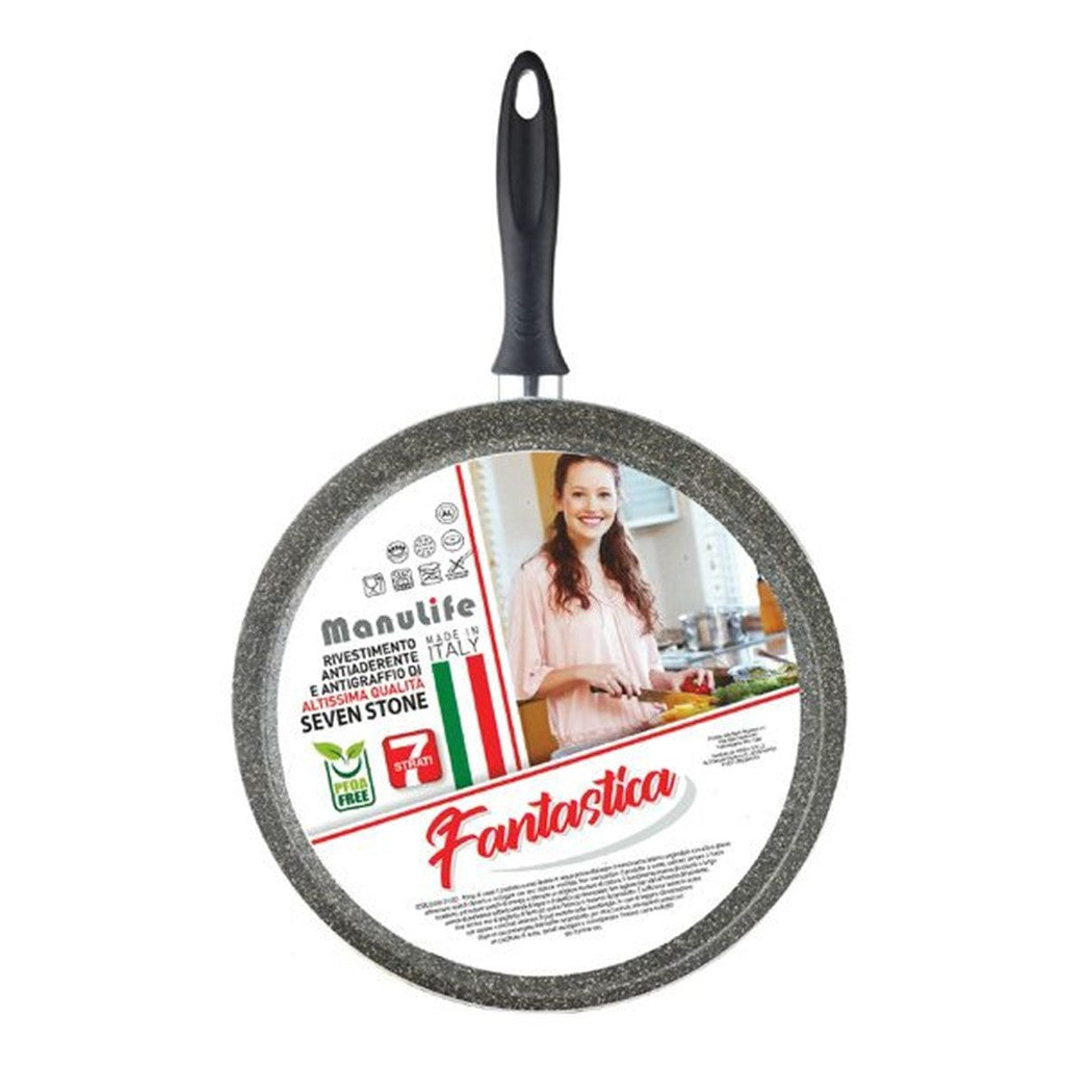 Trade Shop - Piastra Tonda Liscia Padella Cucina Antiaderente Antigraffio A 7 Strati Da 34 Cm 045000m -