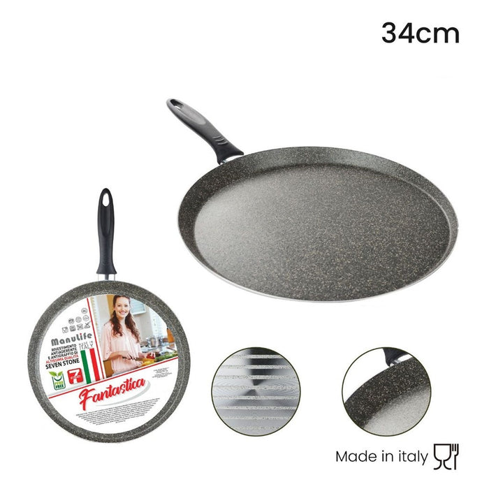 Trade Shop - Piastra Tonda Liscia Padella Cucina Antiaderente Antigraffio A 7 Strati Da 34 Cm 045000m -