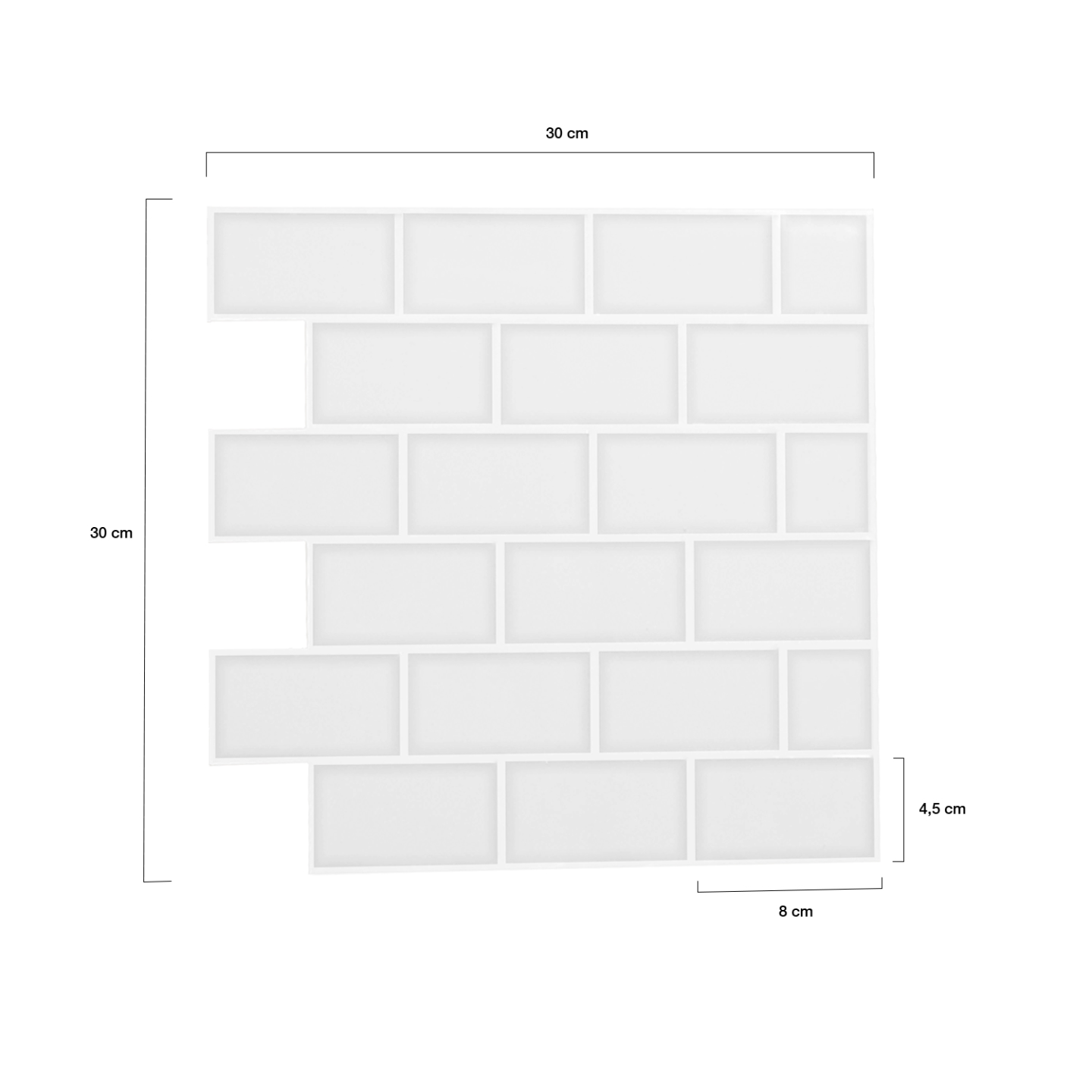 IDMarket - Piastrella adesiva da parete effetto metro bianca 10 pz 30x30 cm