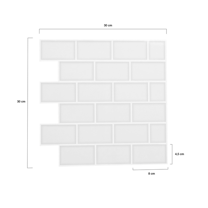 IDMarket - Piastrella adesiva da parete effetto metro bianca 10 pz 30x30 cm