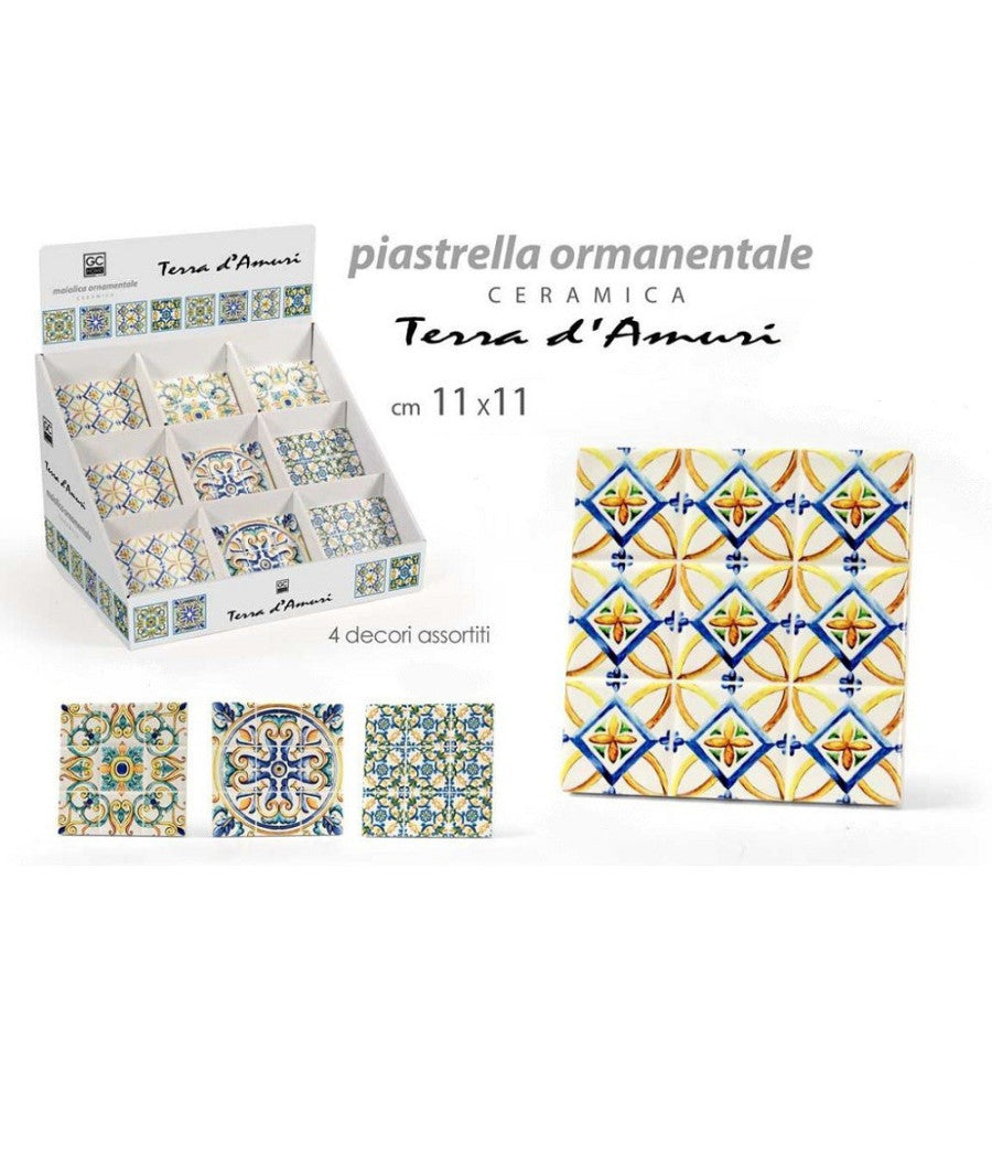 Piastrella Ornamentale Ceramica 11x11 Cm Terra D'amuri 4 Decori Assortiti 820854         