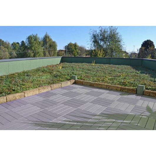 Piastrella Singola autobloccante in Plastica con Finitura ad Effetto Legno 37,7 x 18,6 cm da Interno Esterno e Giardino Colore: #868883