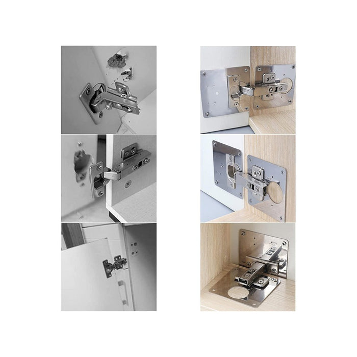 Piastrina 90x90mm - 2pz supporto in acciaio inox per riparazione cerniere