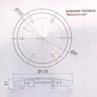 Piattello 118mm coperchio finitura acciaio spazzolato in ottone per piletta piatto doccia