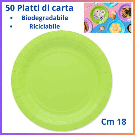50 Piatti di carta colorati verde mela piatto biodegradabili dessert festa party promessa matrimonio compleanno