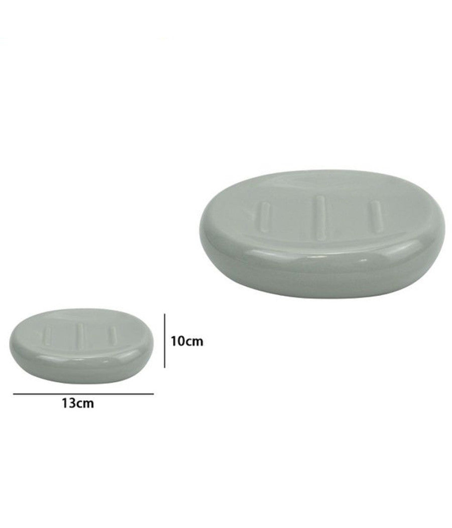 Piattino Per Sapone Ceramica Grigio Portasaponetta Moderno Accessori Bagno 79254         