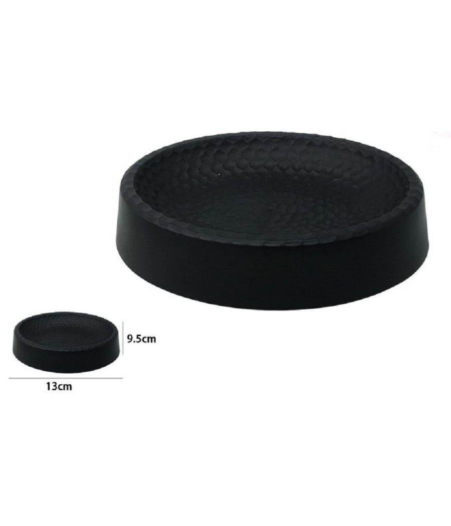 Piattino Per Sapone Decorato Nero Portasaponetta Moderno Accessori Bagno 79184         