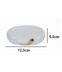 Piattino Per Sapone In Ceramica Bianca Con Piuma Oro Portasaponetta Bagno 59896         