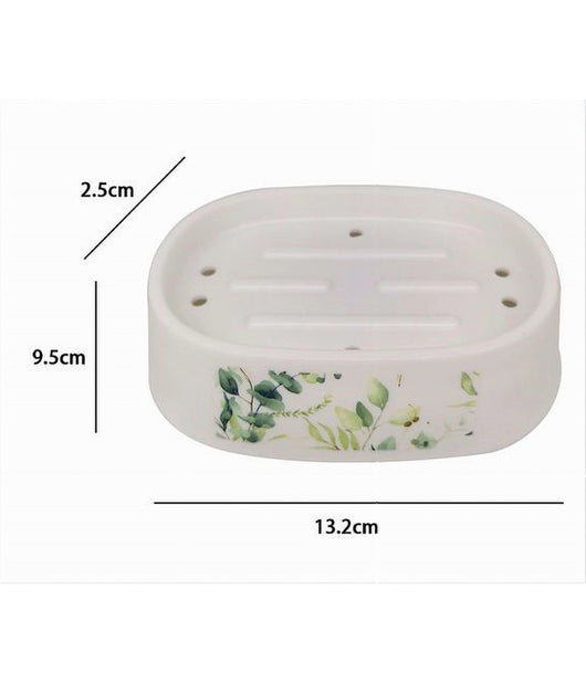 Piattino Per Sapone Porta Saponetta Decorato Fiori Foglie Accessorio Bagno 87056         