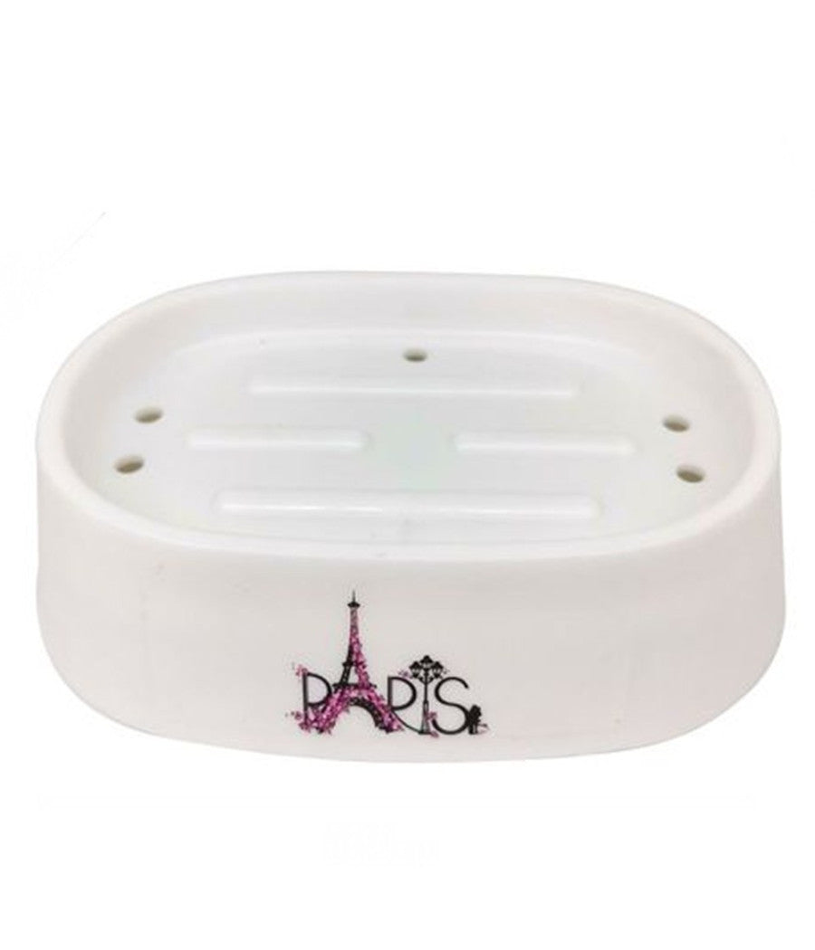 Piattino Per Sapone Porta Saponetta Decorato Scritta Paris Accessori Bagno 87042         