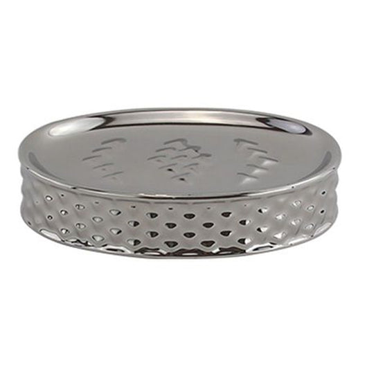 Trade Shop - Piattino Porta Sapone Saponetta Accessorio Bagno Silver Con Effetto Cuoricini 87819         