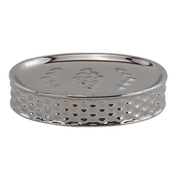 Trade Shop - Piattino Porta Sapone Saponetta Accessorio Bagno Silver Con Effetto Cuoricini 87819         