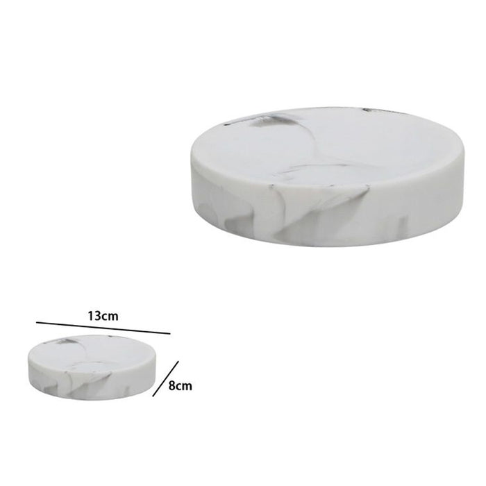 Trade Shop - Piattino Porta Sapone Saponetta Bagno Accessorio Arredo Effetto Marmo Bianco 87831         