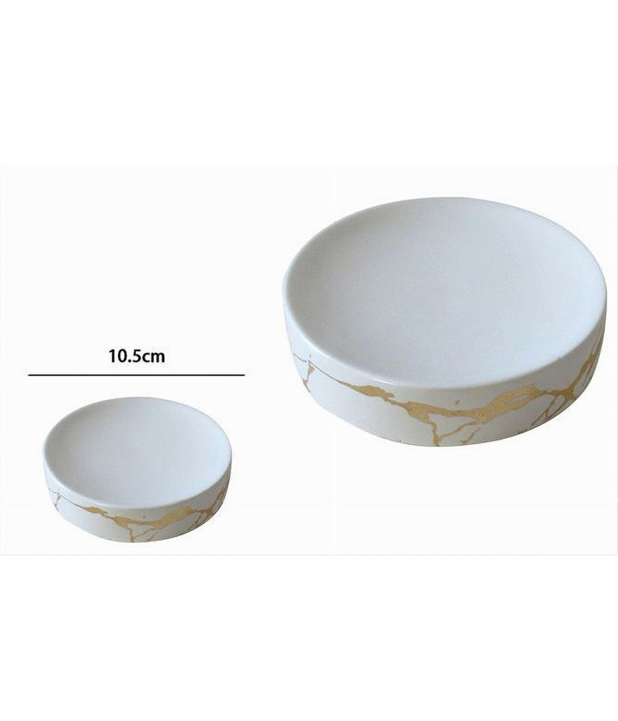 Piattino Porta Sapone Saponetta Bagno Accessorio Arredo Effetto Marmo Oro 59887         