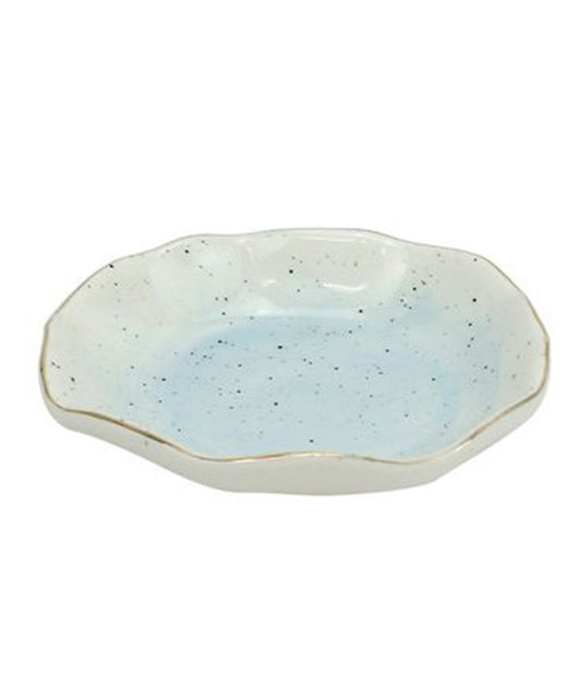 Piattino Porta Sapone Saponetta Bagno Bianco Azzurro Effetto Pietra Arredo 79274         