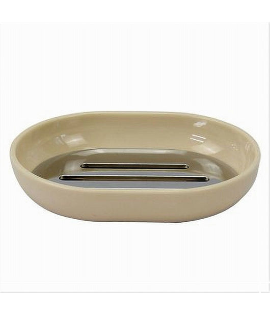 Piattino Porta Sapone Saponetta Beige Silver Accessori Bagno 12.5 X 9.5 Cm 79883         