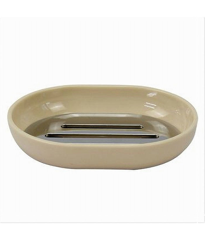 Piattino Porta Sapone Saponetta Beige Silver Accessori Bagno 12.5 X 9.5 Cm 79883         