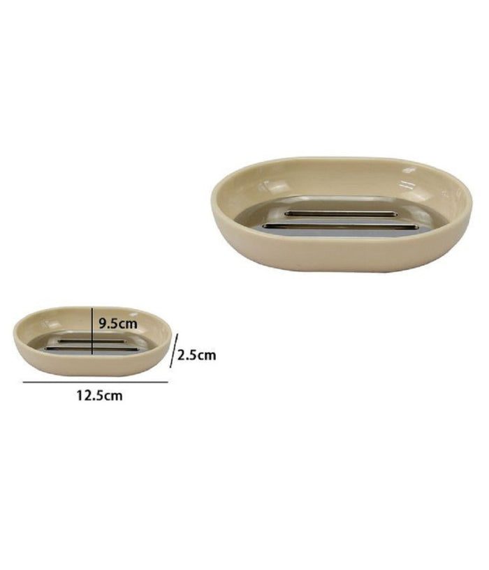 Piattino Porta Sapone Saponetta Beige Silver Accessori Bagno 12.5 X 9.5 Cm 79883         