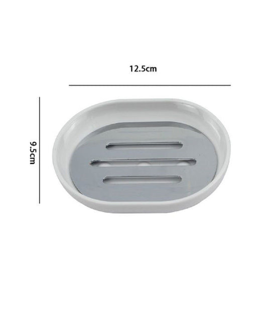 Piattino Porta Sapone Saponetta Bianco Silver Accessori Bagno 12.5x9.5 Cm 69464         
