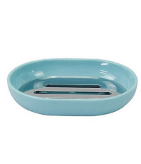 Piattino Porta Sapone Saponetta Celeste Silver Accessori Bagno 12.5x9.5 Cm 79889         
