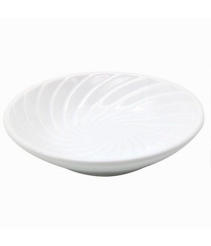 Piattino Porta Sapone Saponetta Ceramica Rigata Spirale Bianco Tondo Bagno 79959         