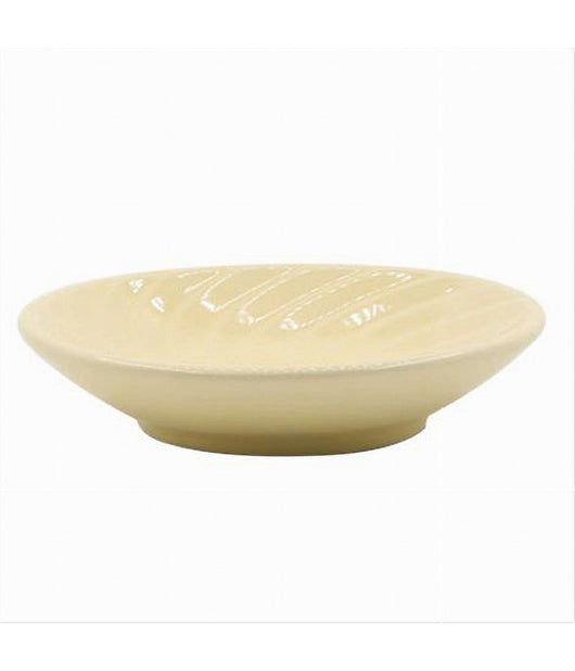 Piattino Porta Sapone Saponetta Ceramica Rigata Spirale Giallo Tondo Bagno 79962         