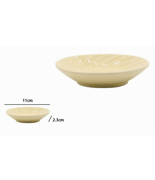 Piattino Porta Sapone Saponetta Ceramica Rigata Spirale Giallo Tondo Bagno 79962         