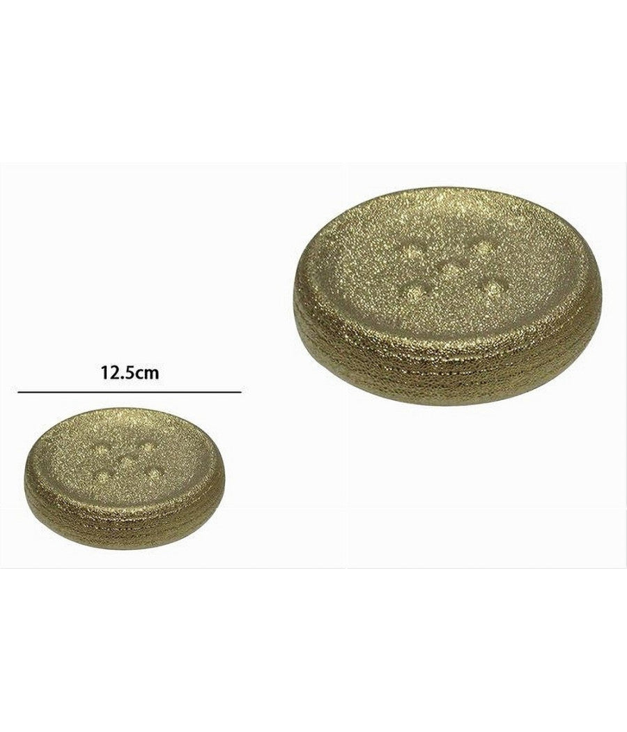 Piattino Porta Sapone Saponetta Dorato Rigato Accessorio Arredo Per Bagno 59936         