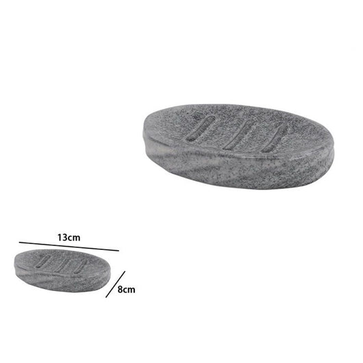 Trade Shop - Piattino Porta Sapone Saponetta In Ceramica Rigato Effetto Marmo Ovale Bagno 87796         